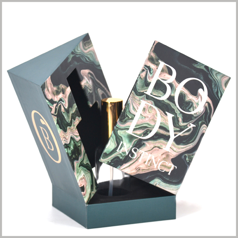 Creative perfumes packaging boxes wholesale. Custom perfume boxes can print specific content to promote products and brands.