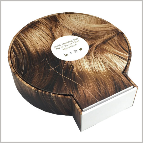 creative product packaging for hair extensions.The entire cardboard wig boxes are like brown hair and have a unique appeal.