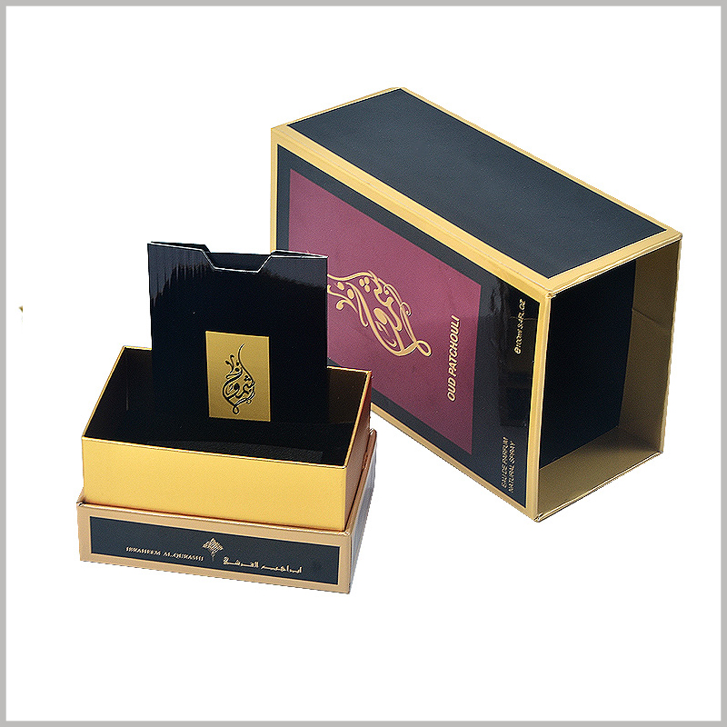 custom 100 ml perfume gift boxes wholesale. Cards or envelopes with brand logos can be inserted inside the packaging to hold thank-you letters, etc., to increase customer loyalty.