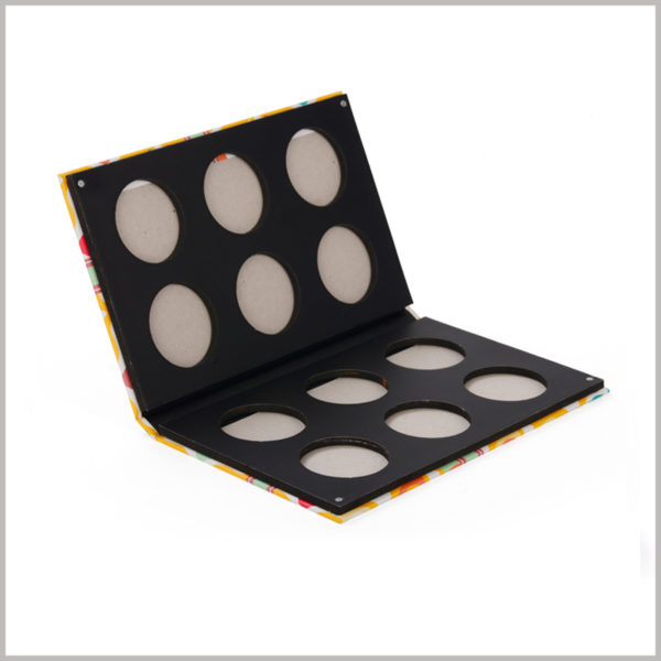 custom 12-color eyeshadow packaging with double-sided distribution. This is an empty eyeshadow palette package, you only need to embed the eyeshadow tray into the box to sell the product.