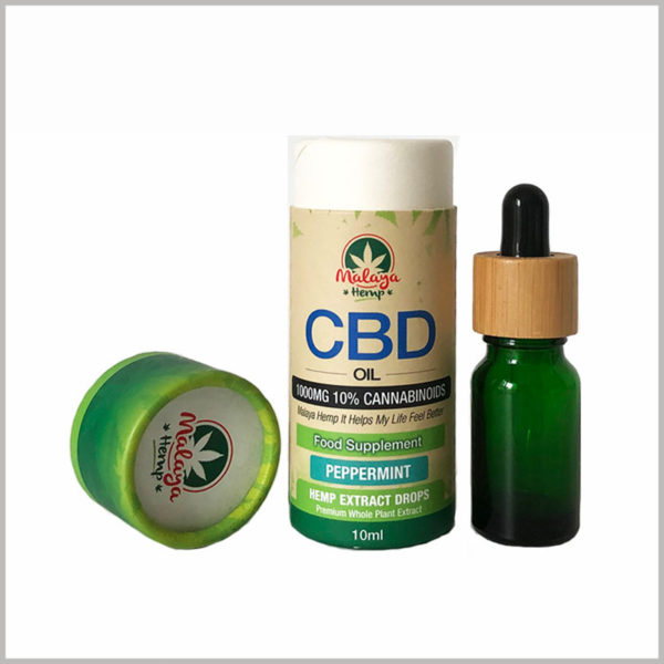 custom CBD essential oil packaging tubes, The whole is made of thick coated paper, and the hard shell can ensure that the glass bottle body and rubber dropper are not squeezed by the outside world.