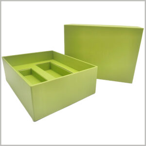 custom Dual-bottle Skincare packaging Set with Paper Insert, the brand name is debossed on the box