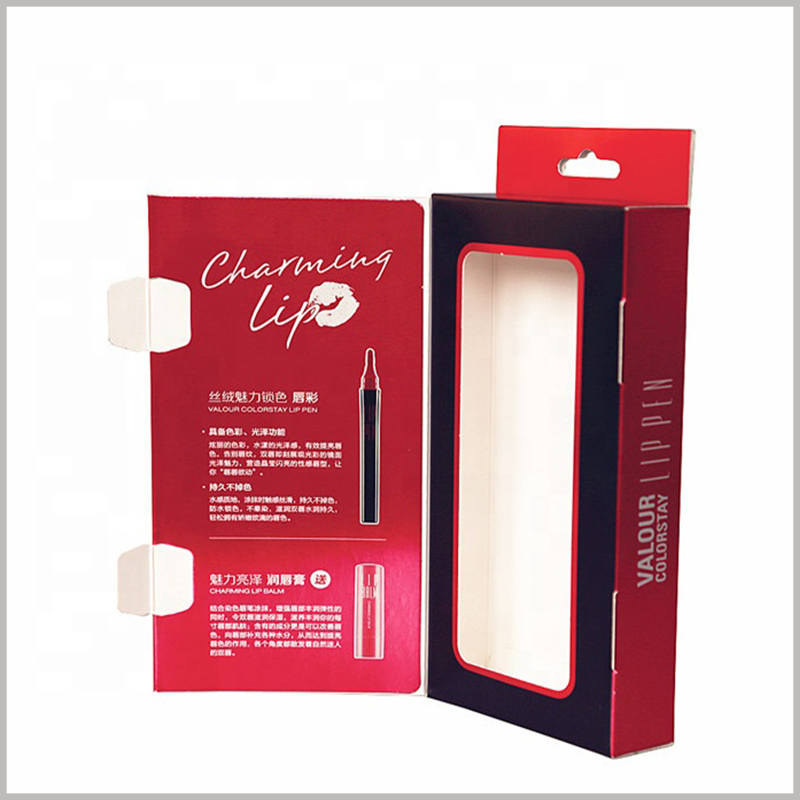 custom Lip gloss and lip balm set box packaging. The cover of the customized packaging has a buckle, which can be closely interlocked with the edge of the customized boxes to ensure that the product packaging will not automatically open.
