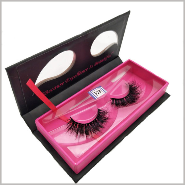 custom black cardboard boxes for eyelash packaging, In order to better protect and display the eyelashes, an insert is specially designed for the false eyelashes inside.