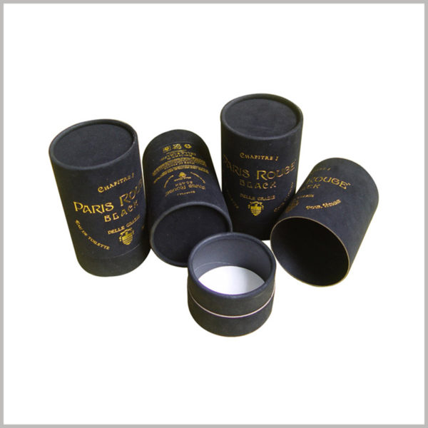 custom black cardboard tube cosmetic packaging for perfume,Black cardboard and black touch paper as the main raw material of paper tube