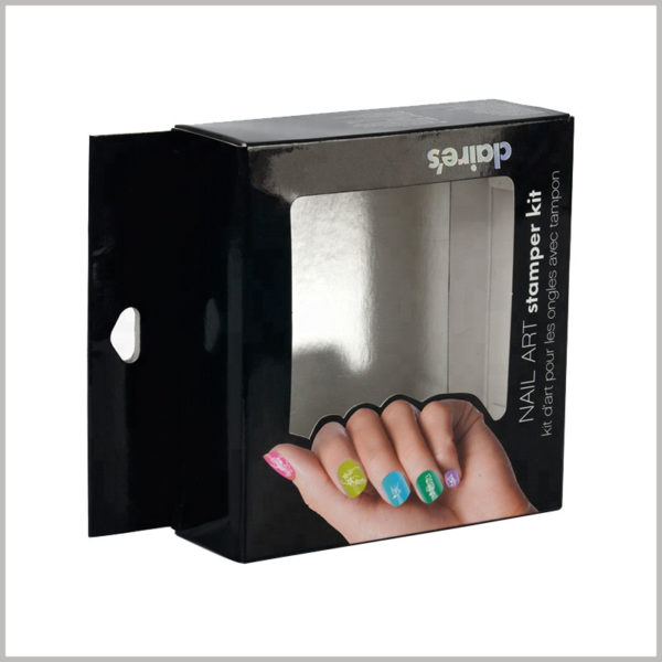 custom black packaging box for nail art stamper kit. The main promotional graphics of customized packaging are closely related to the characteristics of the product.