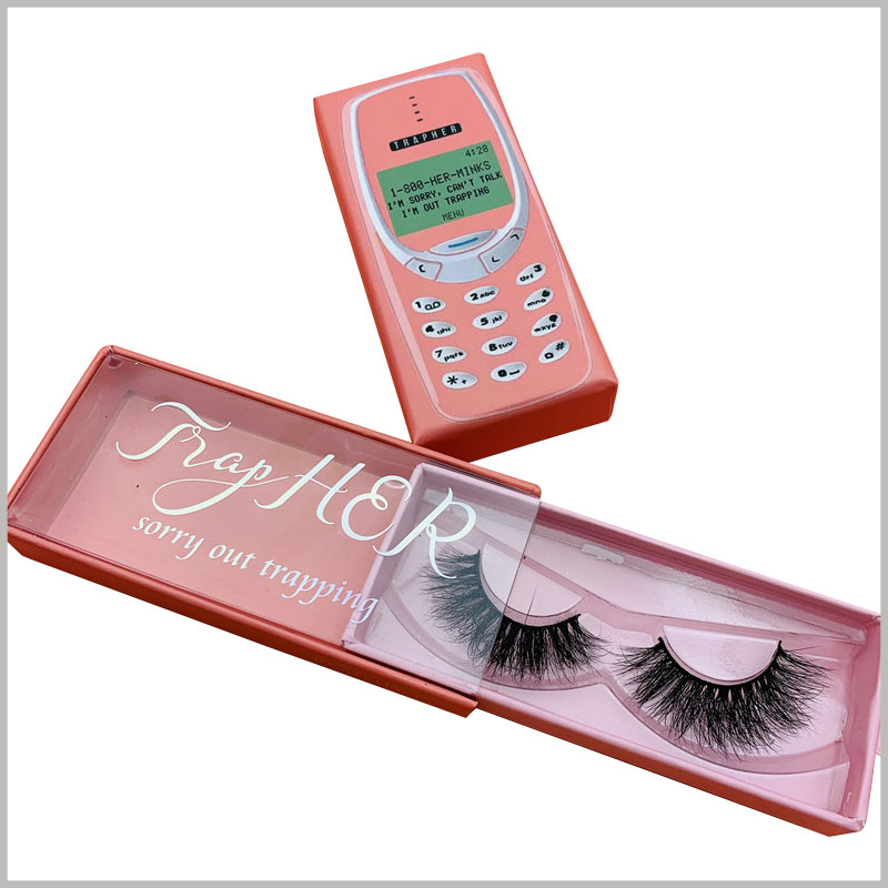 custom cell phone eyelash packaging box with windows. Personalized and creative beauty packaging will increase the attractiveness of the product and make it easy to sell successfully.