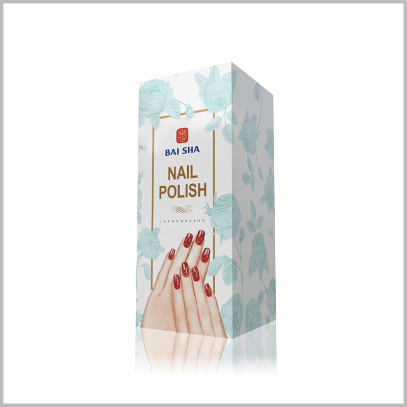 custom cheap foldable packaging for nail polish. Artistic nails and hands as the main patterns of product packaging, very intuitively publicize the characteristics of the product.