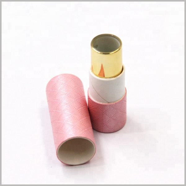 custom creative cosmetic tube packaging for lipstick,Pink imitation cloth paper is used as laminated paper for small cardboard tubes to improve the appearance and attractiveness of packaging.