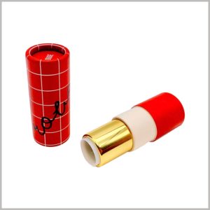 custom creative eco friendly lipstick tubes packaging. The plastic tube inside the customized paper lipstick tube is golden, which can better reflect the high value of the product.
