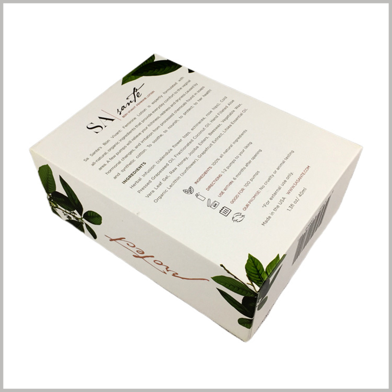 custom fancy printed packaging of shampoo. The back of the white shampoo boxes is printed with detailed product information, corporate information, etc., to enhance customers' trust in the product.