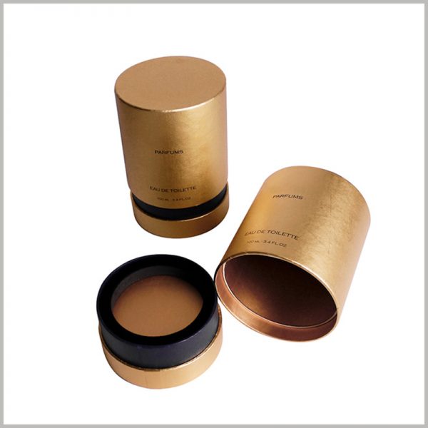 custom golden perfume packaging tubes.The customized perfume tube is packed with an EVA ring insert, which is used to fix the perfume glass bottle.