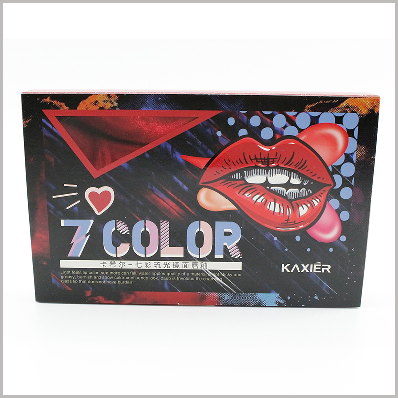 custom lip gloss boxes wholesale. With the help of CMYK printing, the cosmetic packaging is printed with graphics and text related to the lip gloss in the customized box, making the lip gloss packaging directional.
