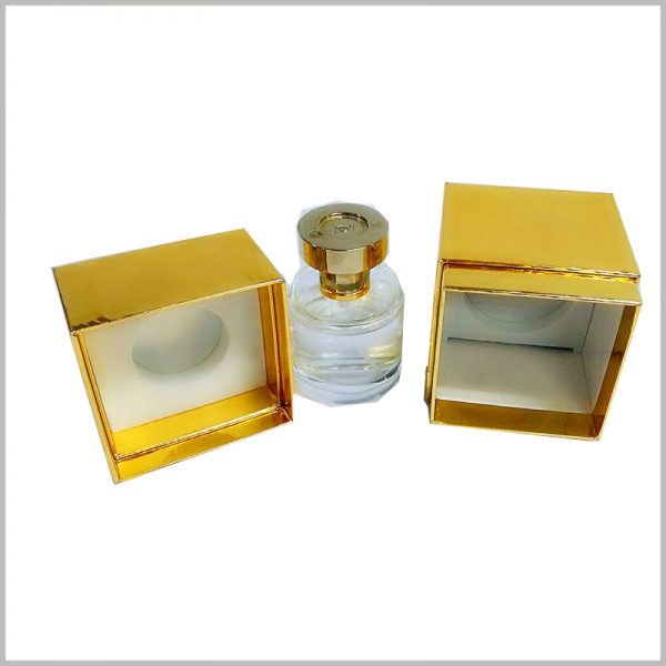 custom luxury cosmetic packaging for perfume. Perfume boxes use gold cardboard as laminated paper, which improves the visual luxury of the packaging.