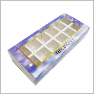 custom nail polish boxes with window for lot of 12 bottles. The transparent pvc window on the top of the customized nail polish package will satisfy the customer's peeping feeling, and the customer can directly see part of the product's style.
