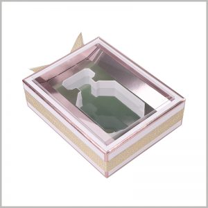 custom perfume gift boxes with windows. There is white EVA inside the perfume package to fix and protect the perfume bottle.