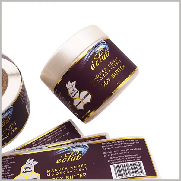 custom printed labels for body butter.Bar codes at specific positions on the body butter label can improve brand recognition.