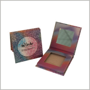custom single eyeshadow packaging with windows. using colored hard cardboard as the material, the paper is hard and wear-resistant and shiny.