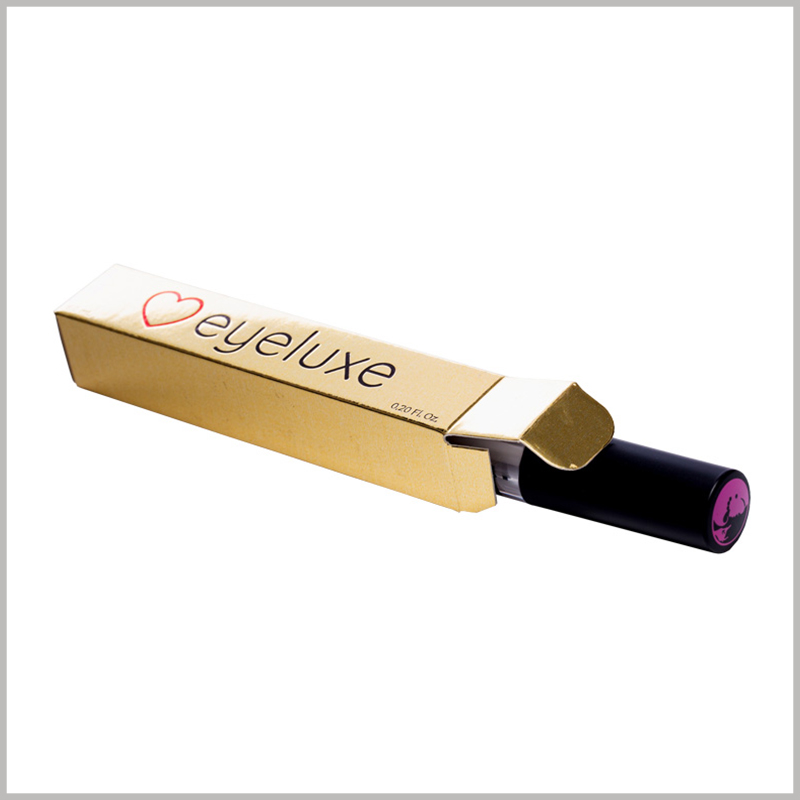 custom small gold boxes for lip gloss packaging. Gold cardboard packaging is foldable, and the folded package takes up very little space.