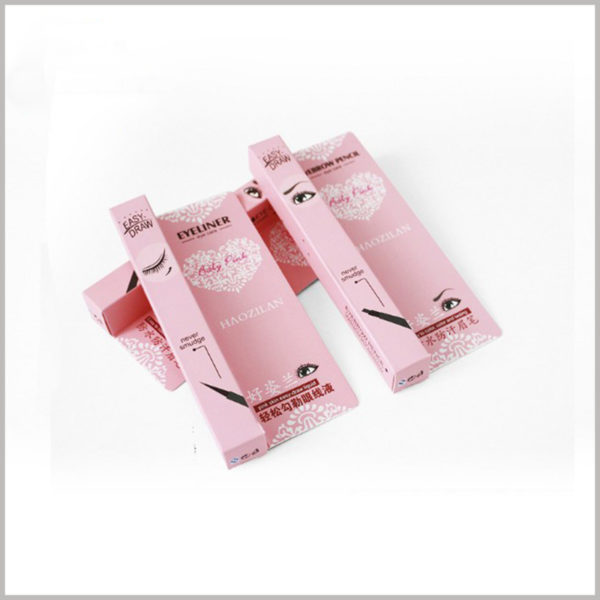 custom small product boxes for eyeliner pencil packaging. Pink is loved by most women, and the pink mascara packaging is easy to attract women's attention.