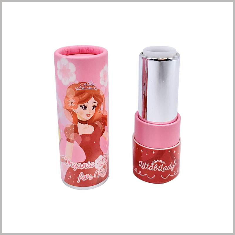 cute and eco friendly empty lipstick tubes. Customized lipstick tube packaging, the plastic inner tube is silver, and gently rotate the base of the paper tube to push the lipstick up.