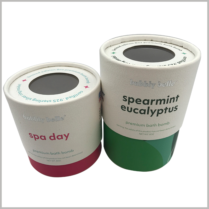eco friendly bath bomb packaging boxes wholesale. The paper tube is in the form of a two-piece set, and the printed content of the inner tube will be slowly displayed when the package is opened upwards.