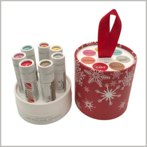 eco friendly packaging for liThe diameter of the round gift box is 97mm and the height is 100mm.p balm of 7 bottle,
