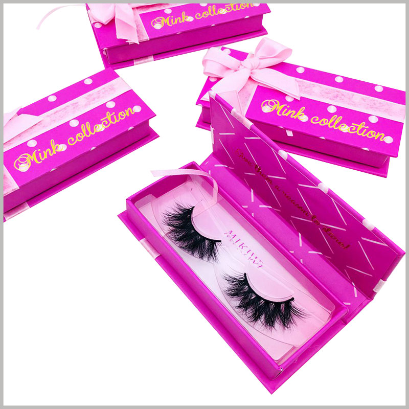 eyelash gift boxes packaging with ribbon. Hard cardboard gift boxes are one of the best choices for eyelash packaging. The size and printing content of the packaging can be customized