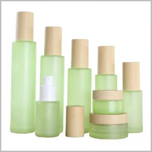 fashion green glass bottles for skin care products.Different skin care bottle shapes and sizes can meet different product volume requirements.