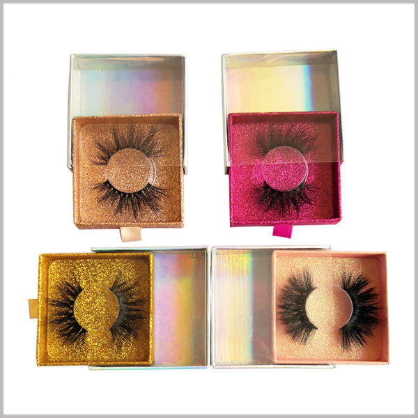 Custom fashion square cardboard drawer eyelash boxes with windows wholesale