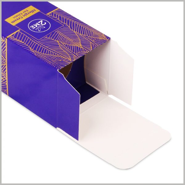 foldable allergic cream packaging box with logo wholesale.350g double copper paper is used as the raw material for custom packaging, printed on one side, and bright on the other side.