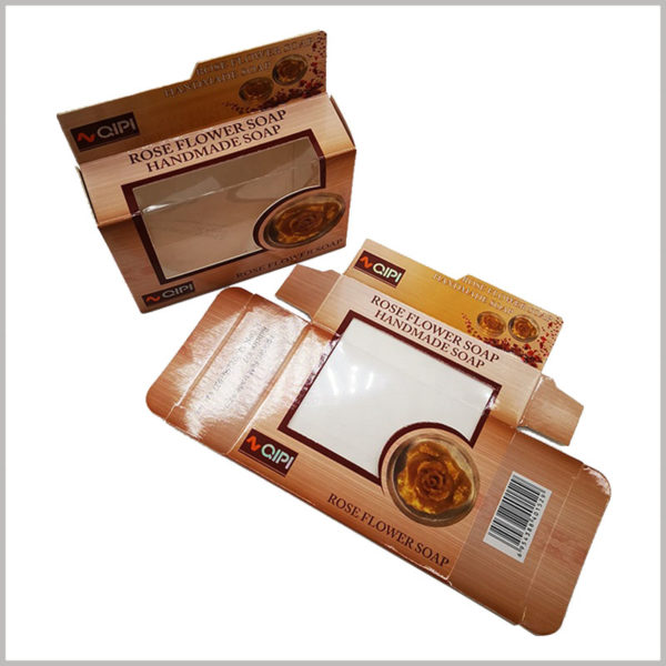 foldable soap boxes with window wholesale. After the soap package is completely folded, it is just like a piece of paper, which minimizes the space occupation.