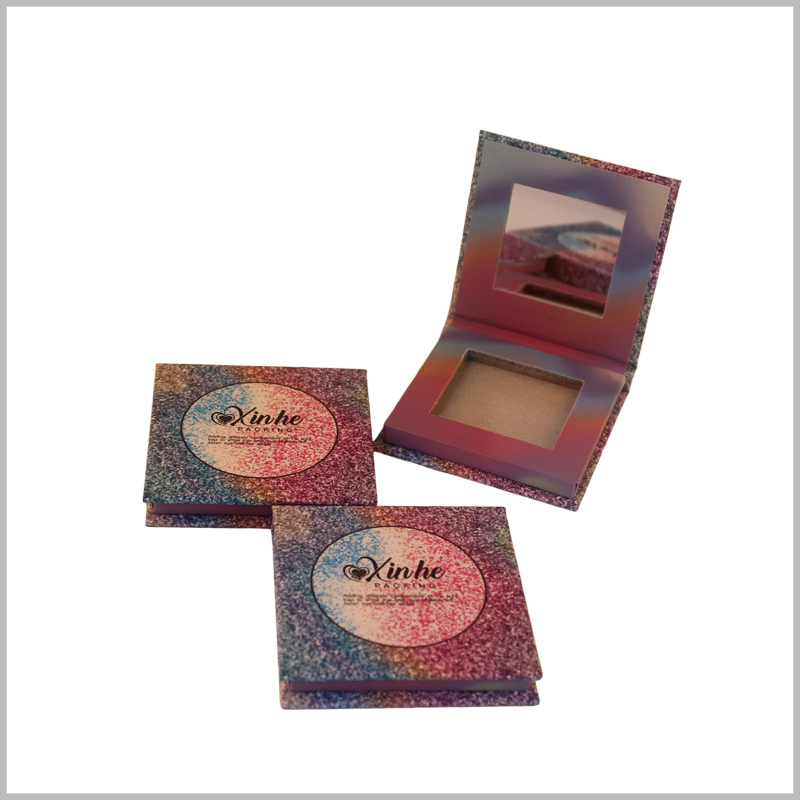 hard boxes for single eyeshadow packaging. The eyeshadow palette boxes has a shiny sheen, which can attract customers' attention and increase the value of the product.