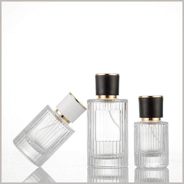 high-end Clear Vertical Stripes Round perfume bottle