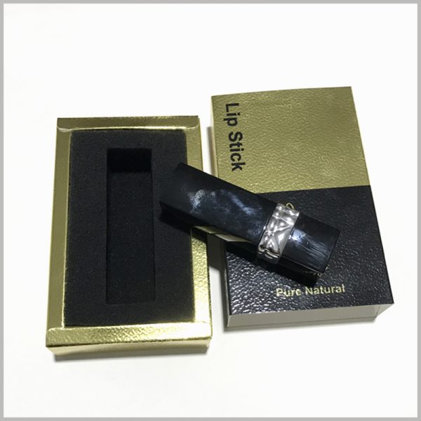 high-end pretty lipstick packaging boxes wholesale.The box formed by folding gold cardboard has a special design. The "thickness" of the box is large, which can play a good role in protecting the product.