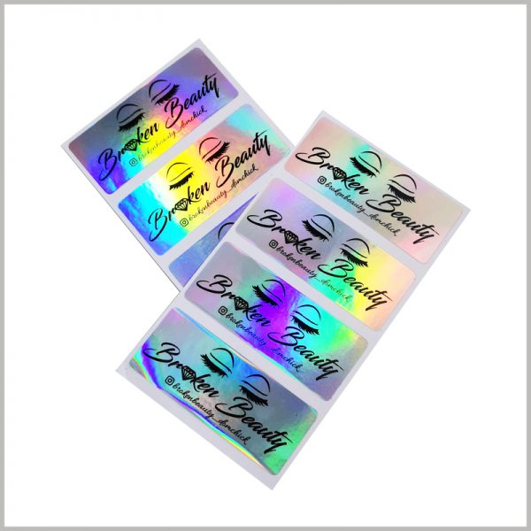 hologram labels for eyelash boxes.The customized false eyelash packaging label is cost-effective and can quickly promote the product.