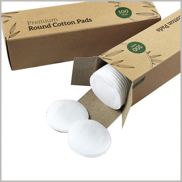 kraft paper cotton pads box wholesale. 350gm kraft paper is the only raw material for packaging, giving the cotton pad packaging a foldable feature.