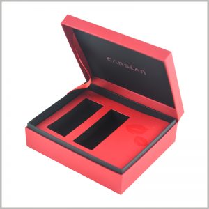 lipstick gift boxes packaging for 2 pieces. The red lipstick is printed inside the lipstick package, which can reflect the characteristics of the product and enhance its attractiveness.