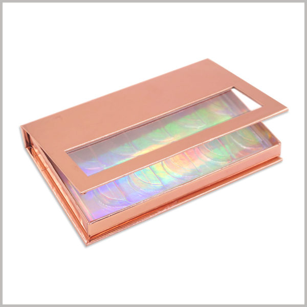 luxury cardboard boxes for 5 pairs of eyelash packaging.The customized eyelash packaging is in the form of a flip cover, which is a classic packaging structure design, and it is easy to open the package.