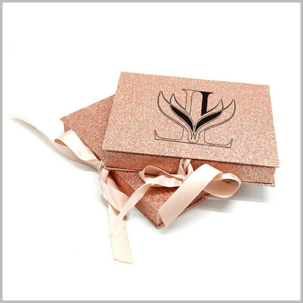 luxury eyelash gift boxes with logo,The stylish eyelash packaging boxes have pink gift knots as decoration, making the gifts more welcome.