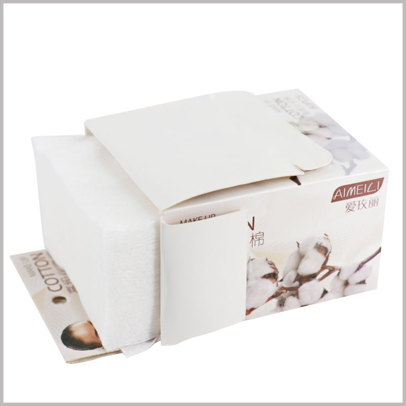 makeup cotton pads packaging wholesale. The packaging is foldable, which will reduce the space occupied by the packaging.