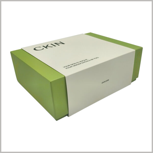 Printed Dual-bottle Skincare packaging Set with Paper Insert, the envelope can be used to hold the skincare gift box to prevent the box from opening and falling automatically