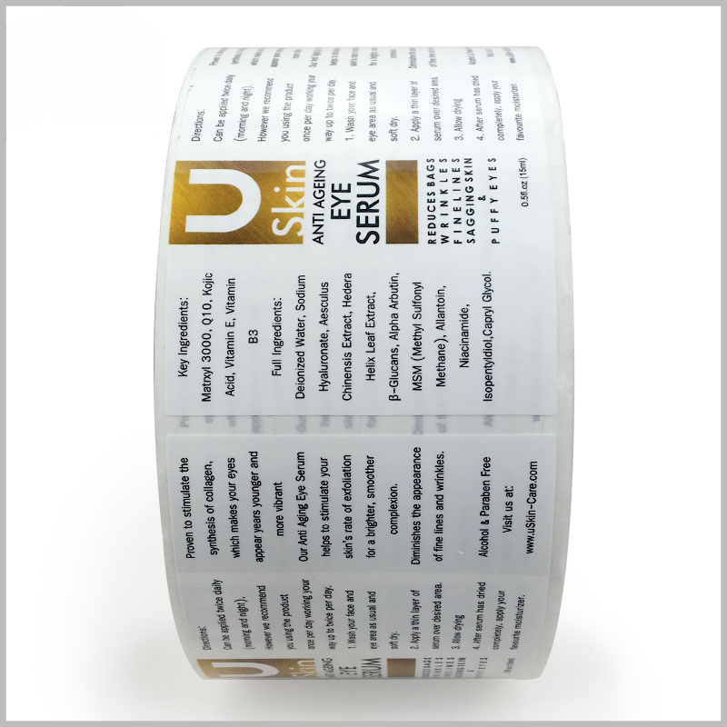 printed skin care product labels custom. Customized labels can use CMYK printing, emboss printing, etc. to make skin care product labels unique and attractive.