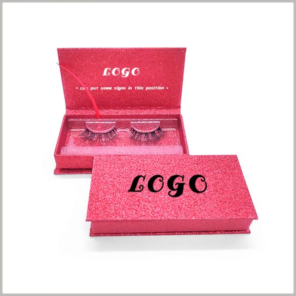 custom red cardboard boxes for eyelash packaging.There is a clear blister inside the packaging boxes, which plays a good role in fixing the product, and the product can be displayed in a better form.