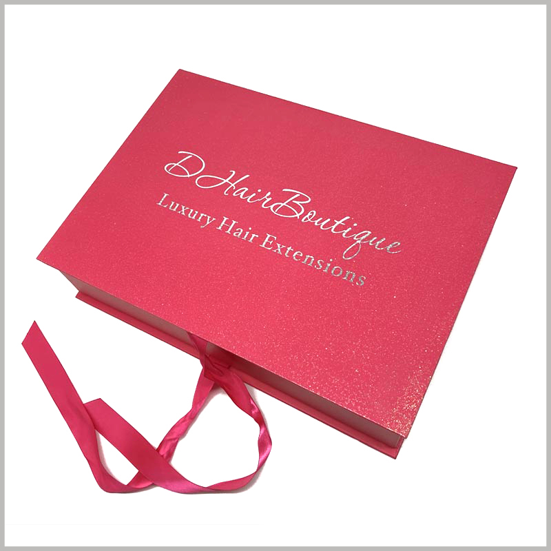 red gift boxes for hair extensions packaging. You can open and tie the red gift bows freely. It is easy to open the packaging lid and use the product.