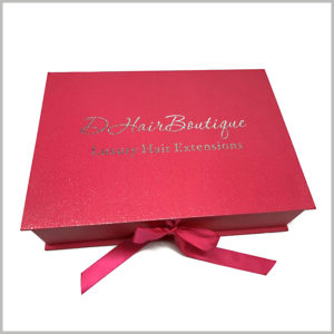red large gift boxes for hair extensions packaging. The red gift bows can fix the packaging lid, and play the role of decorative packaging.