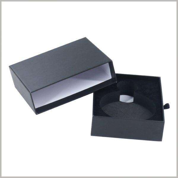 Small black perfume bottle packaging boxes with EVA insert.High-quality customized packaging can fully reflect the value of the product.