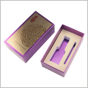 small cardboard boxes with lid for essential oil packaging.On the front and front of the packaging box, a gold foil printing process is used.
