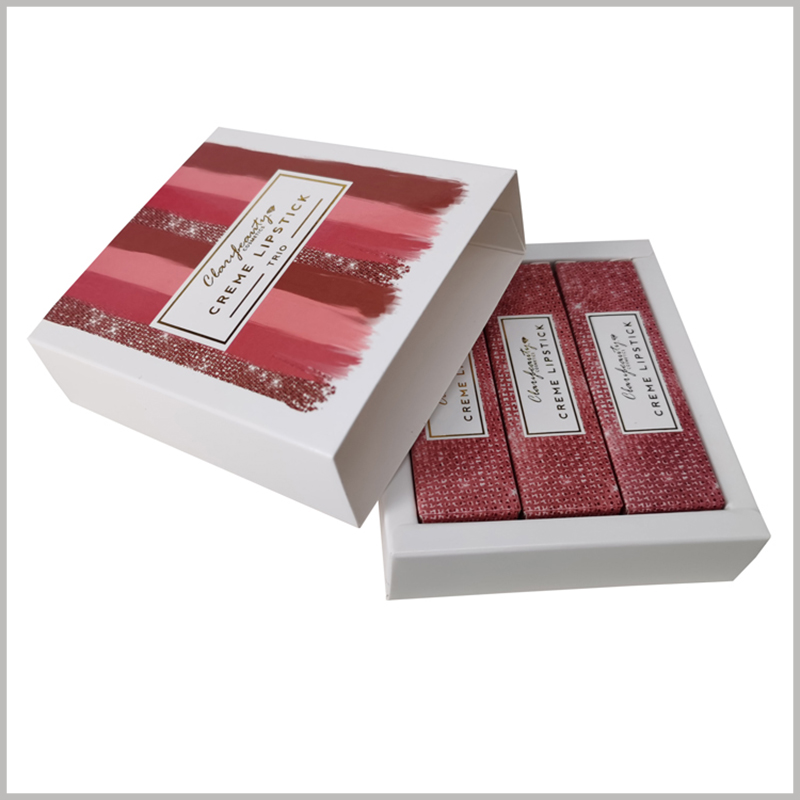 Custom small cosmetic boxes for creme lipstick packaging. With unique printed content, lipstick packaging can promote product differentiation and characteristics.