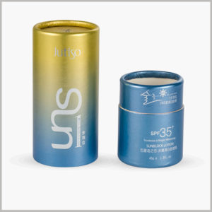 Custom small paper tube boxes packaging for 1.5oz sun lotion, The thickness of the paper tube is 0.8mm, which can well protect the products inside the package.